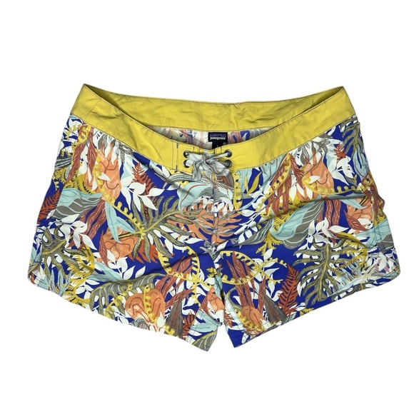 Patagonia Wavefarer Board Surf Swimwear Shorts Jurassic Ferns Violet Blue - Picture 1 of 10